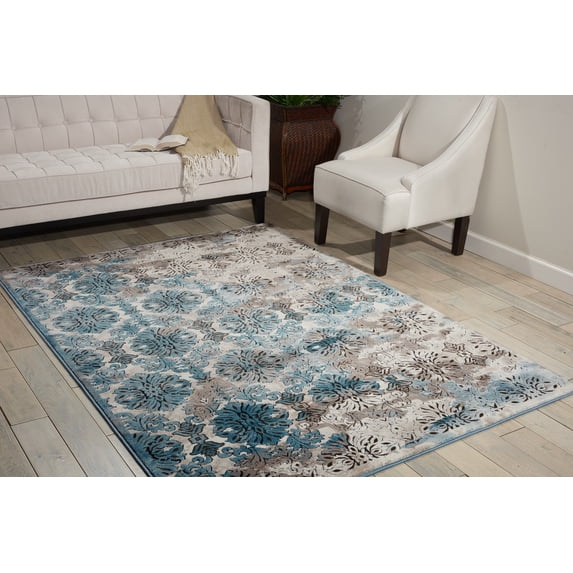 Nourison Karma Persian Ivory/Blue 5'3" x 7'4" Area Rug, (5x7)