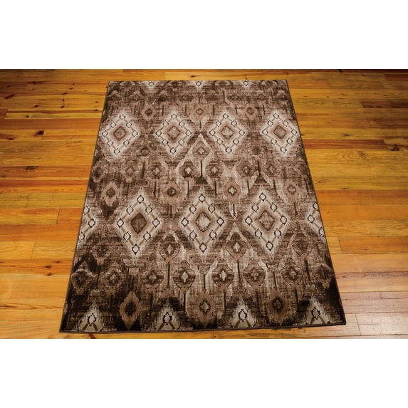 Nourison Karma Repeat Medallions Chocolate 5'3" x 7'4" Area Rug, (5x7)