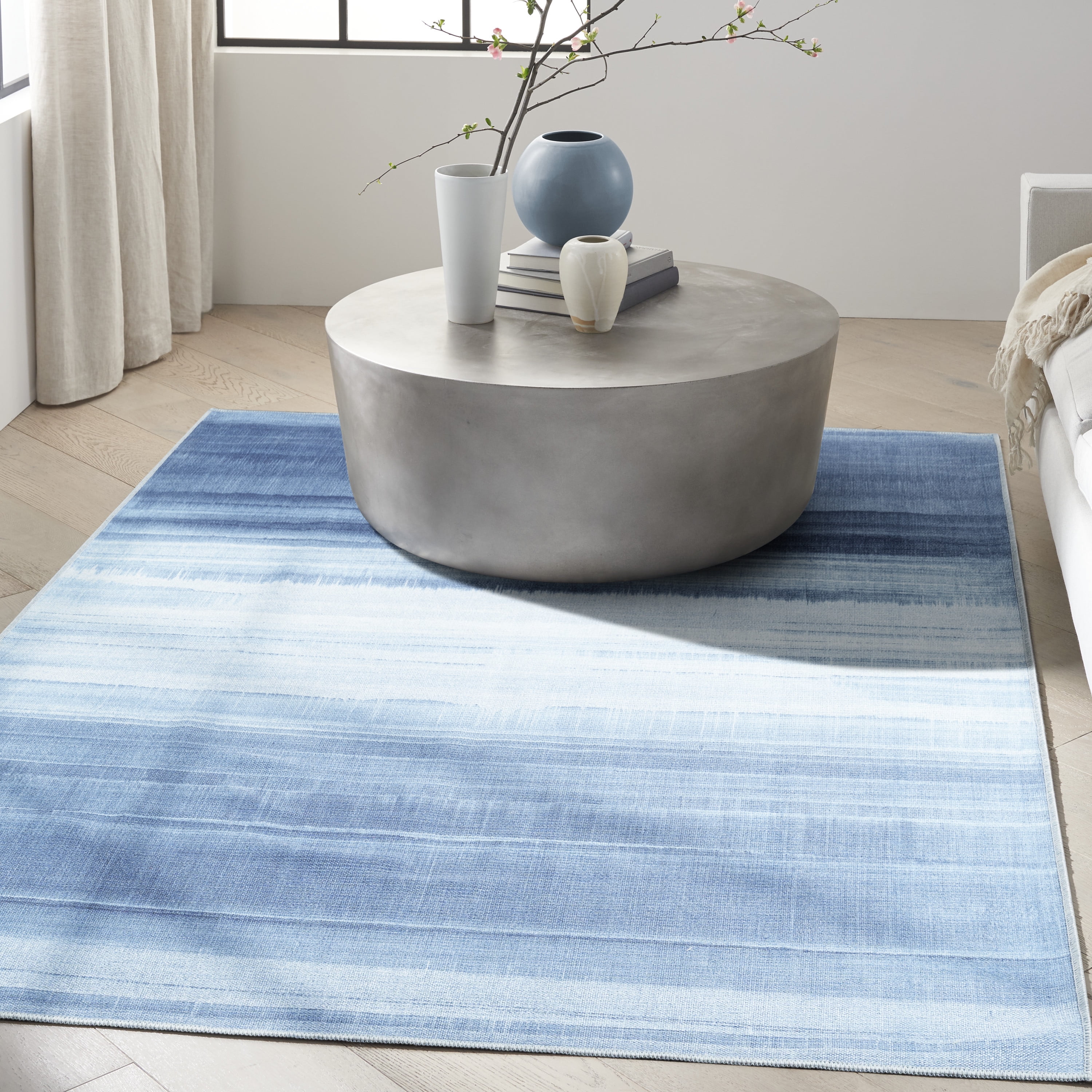 Nourison Launder Abstract Aqua 7'10" x 9'10" Area Rug, Easy Cleaning, Non Shedding, Bed Room, Living Room, Dining Room, Kitchen (8x10)