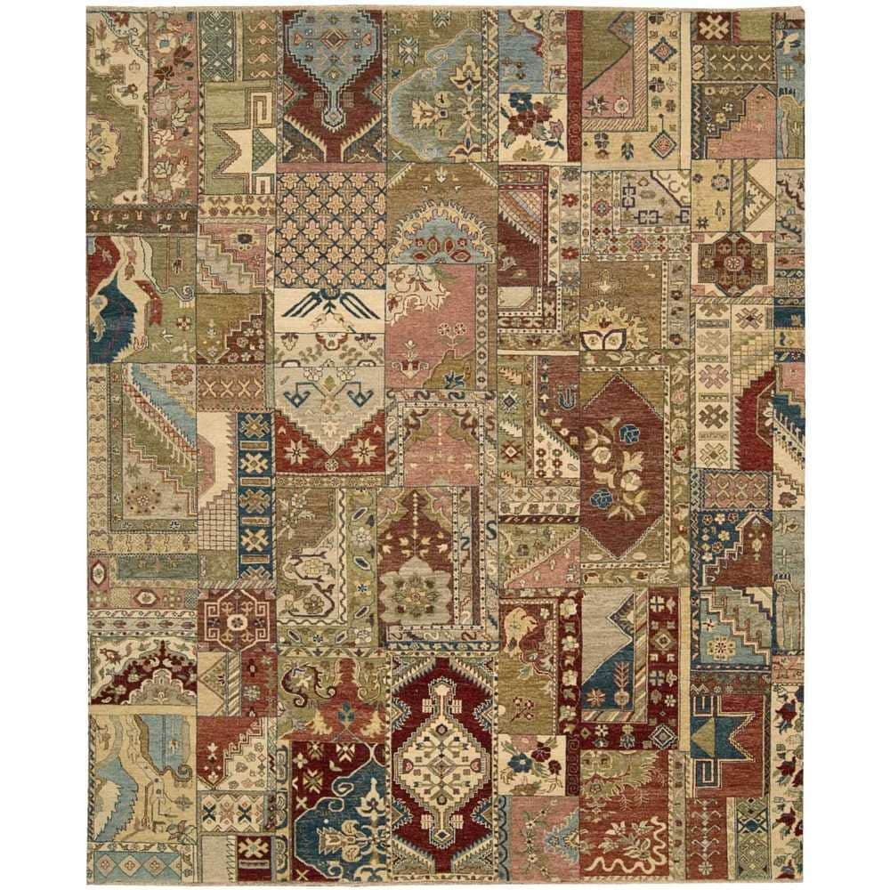 Mauve Sky Mosaic Hand-Knotted Wool Area Rug - 5'6" x 8'6"