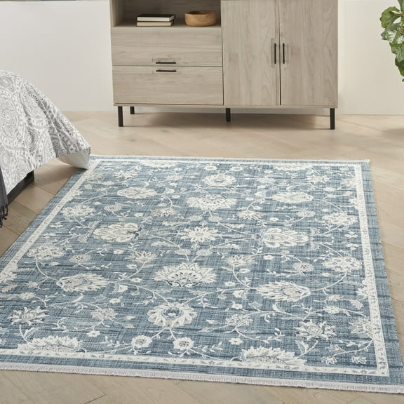 Nourison Lennox Modern Farmhouse Blue/Ivory 4' x 6' Area Rug, (4' x 6')