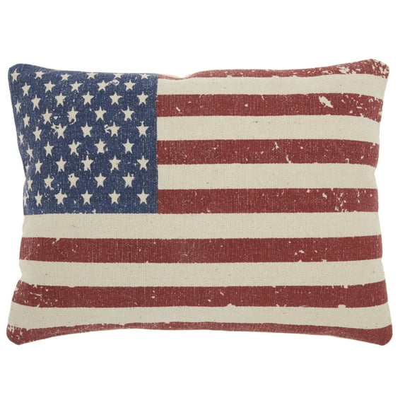Nourison Life Styles American Flag Print 14" x 20" Multicolor Indoor Throw Pillow