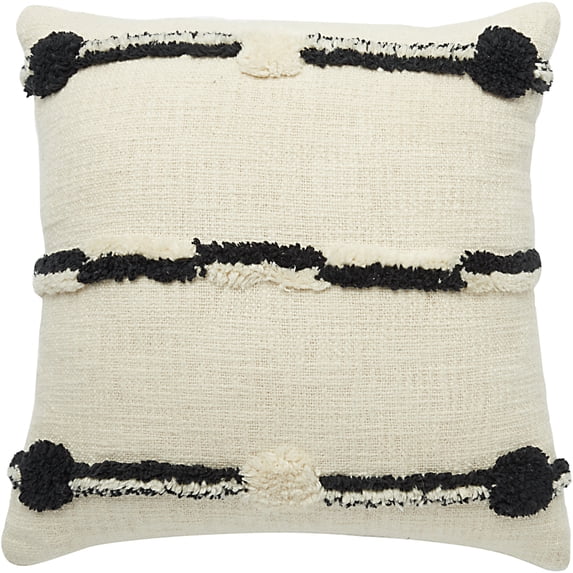 Nourison Life Styles Black Ivory Decorative Throw Pillow , 18" x 18"