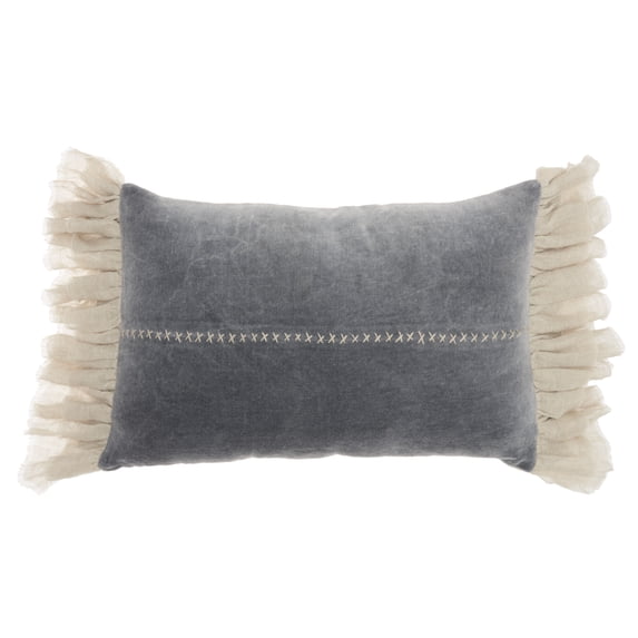 Nourison Life Styles Dark Grey Decorative Throw Pillow , 14" x 22"