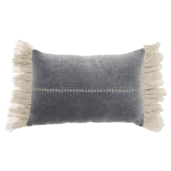 Nourison Life Styles Dark Grey Decorative Throw Pillow , 14" x 22"