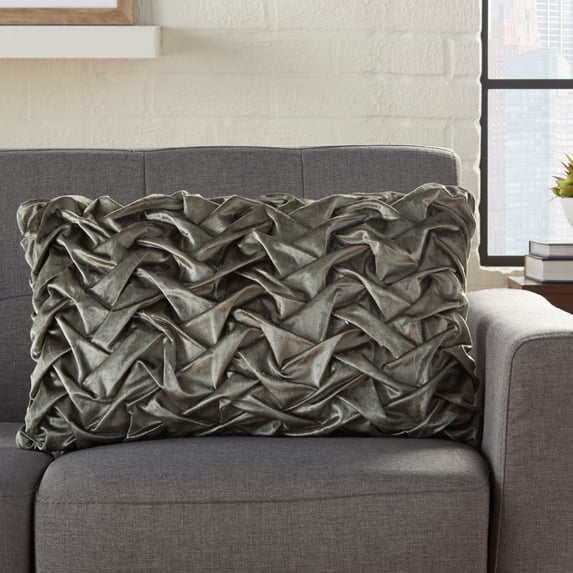 Nourison Life Styles Dark Grey Decorative Throw Pillow , 14" x 24"