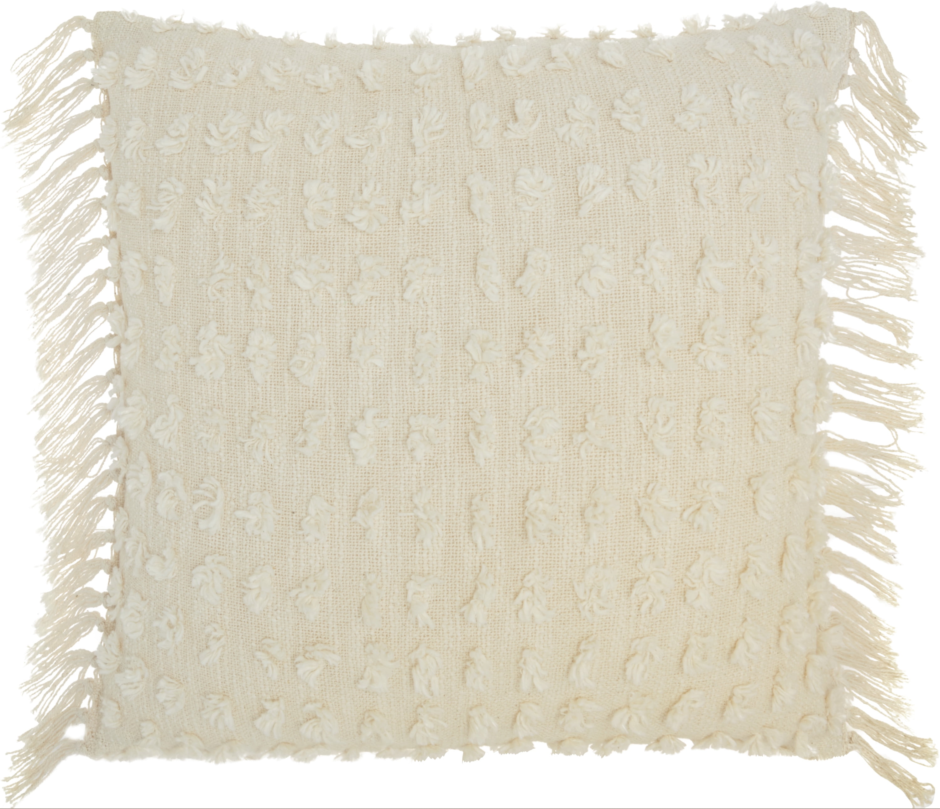20"x20" Oversize Life Styles Cut Fray Texture Square Throw Pillow Cream - Mina Victory: Mid-Century Modern, Indoor Cotton Pillow with Zipper