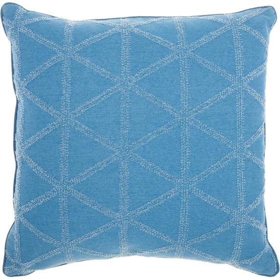 Nourison Life Styles Distressed Geometric Triangles Denim Throw Pillow