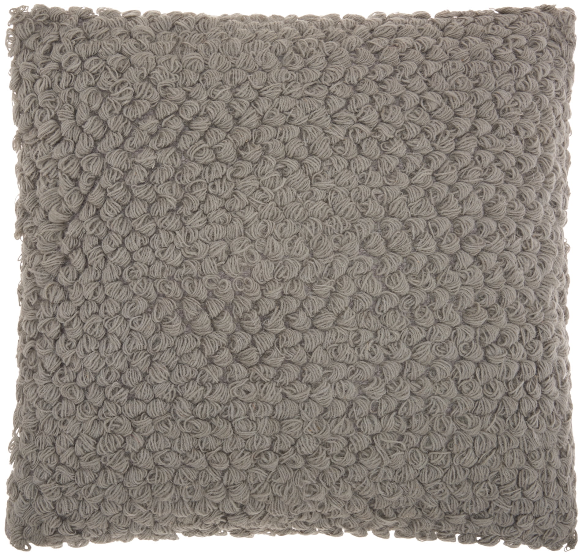 Light Grey Hand-Spun Wool and Cotton Square Kids Pillow, 20" x 20"
