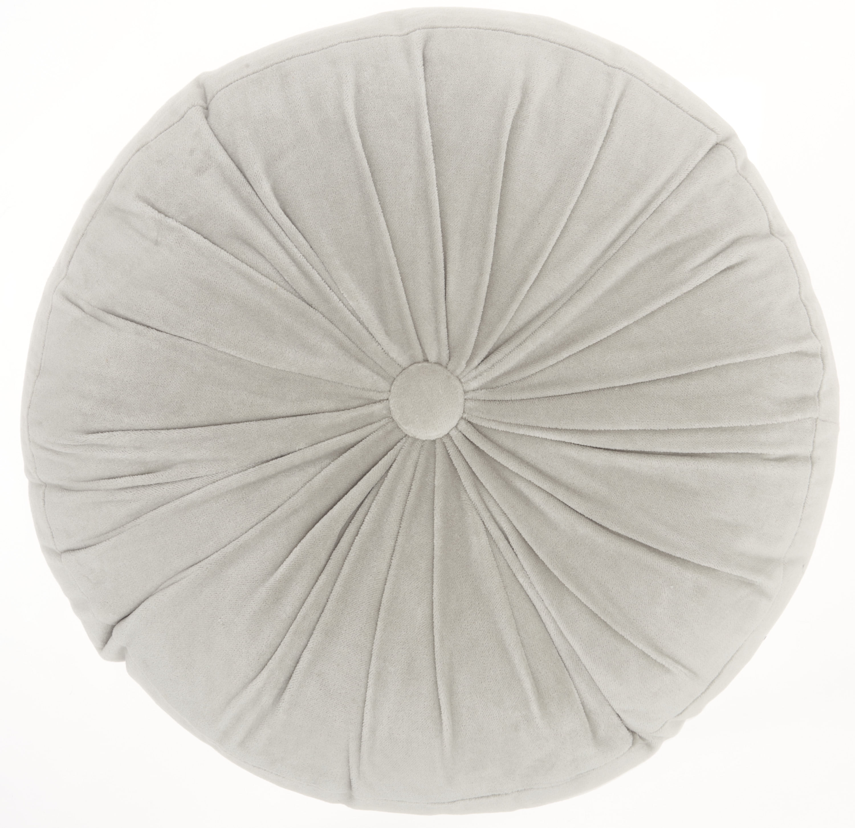 Light Gray Velvet Round Decorative Throw Pillow, 16" x 16"