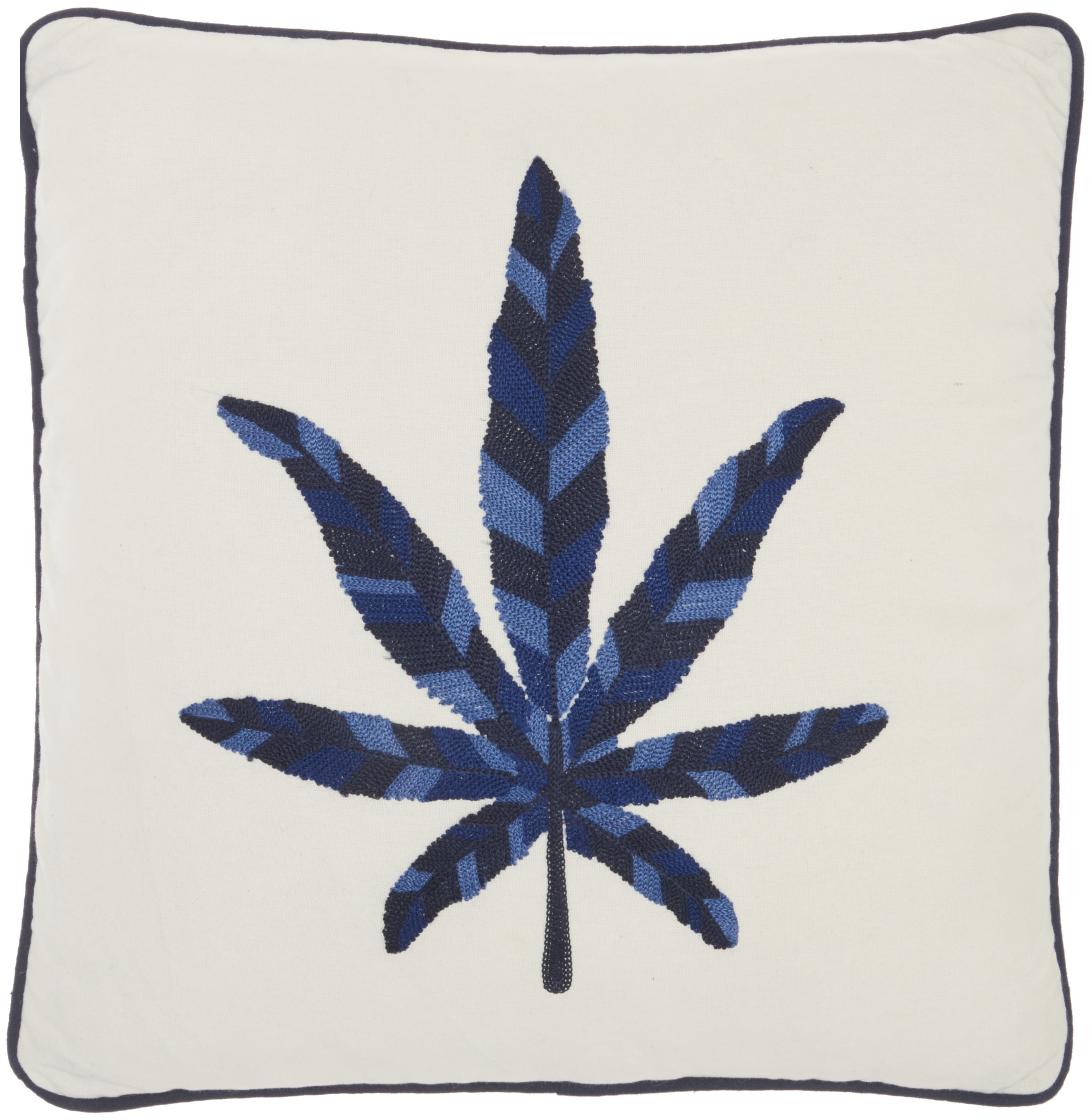 Ivory and Indigo Embroidered Square Throw Pillow Set