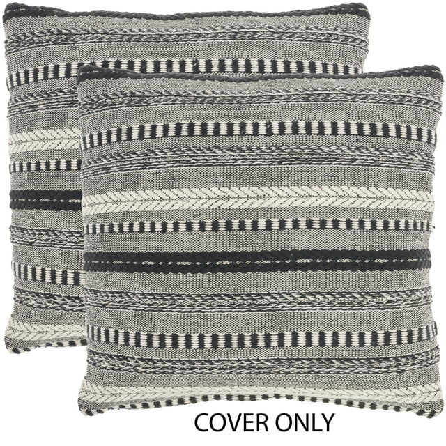 Nourison Life Styles Moroccan Stripes Black 18" x 18" Throw Covers (Set of 2)