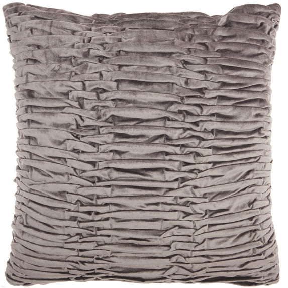Nourison Life Styles Ruched Velvet Dark Grey 18" x 18" Throw Pillow