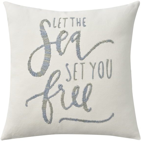 Nourison Life Styles Sea Set Free White 18" x 18" Throw Pillow