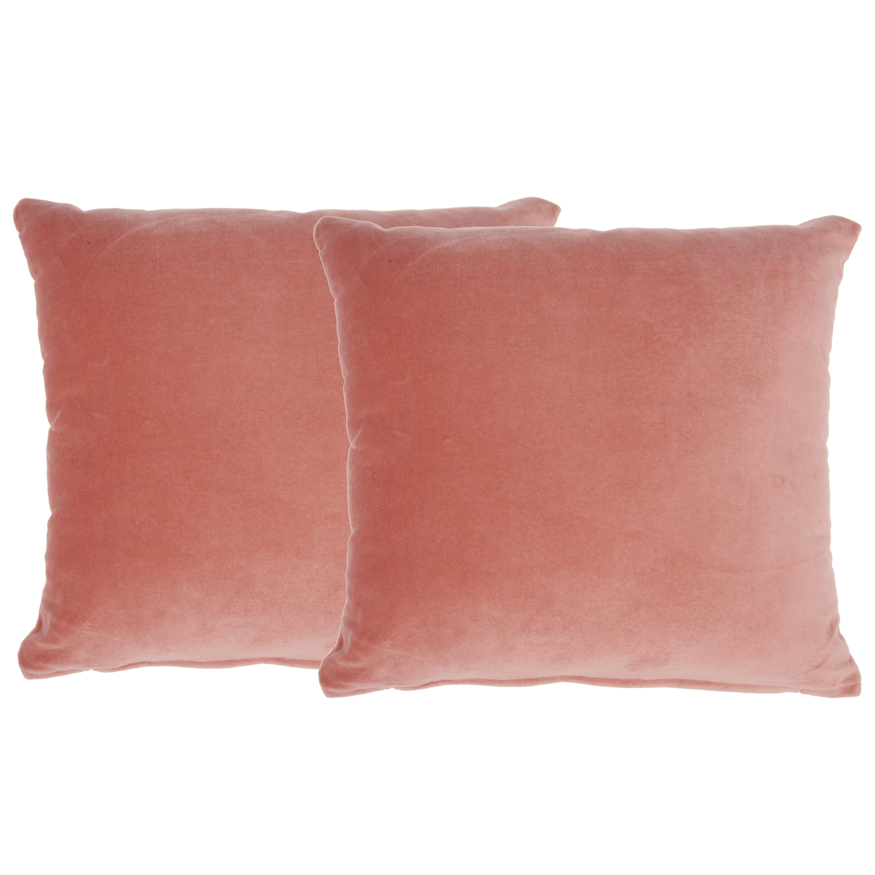 Blush Velvet Square Decorative Throw Pillow Set, 16" x 16"