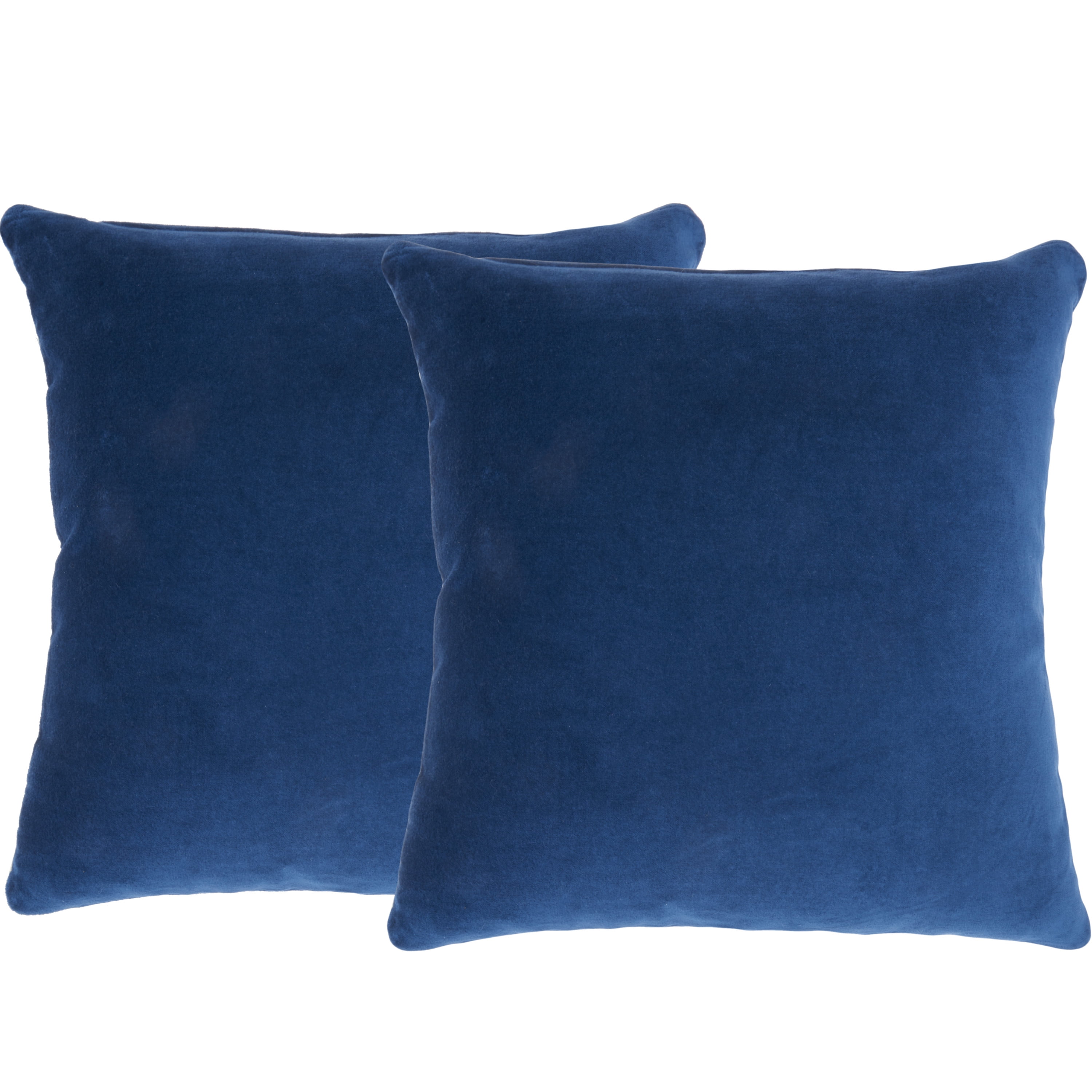 Navy Velvet Square Decorative Throw Pillow Set, 16" x 16"