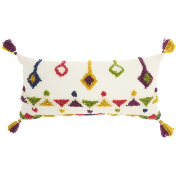 Nourison Life Styles Textured Designs Multicolor 14" x 30" Throw Pillow