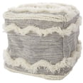 thumbnail image 1 of Nourison Life Styles Textured Grey Decorative Pouf, 16" x 16", 1 of 3