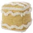 thumbnail image 1 of Nourison Life Styles Textured Mustard Decorative Pouf, 16" x 16", 1 of 3