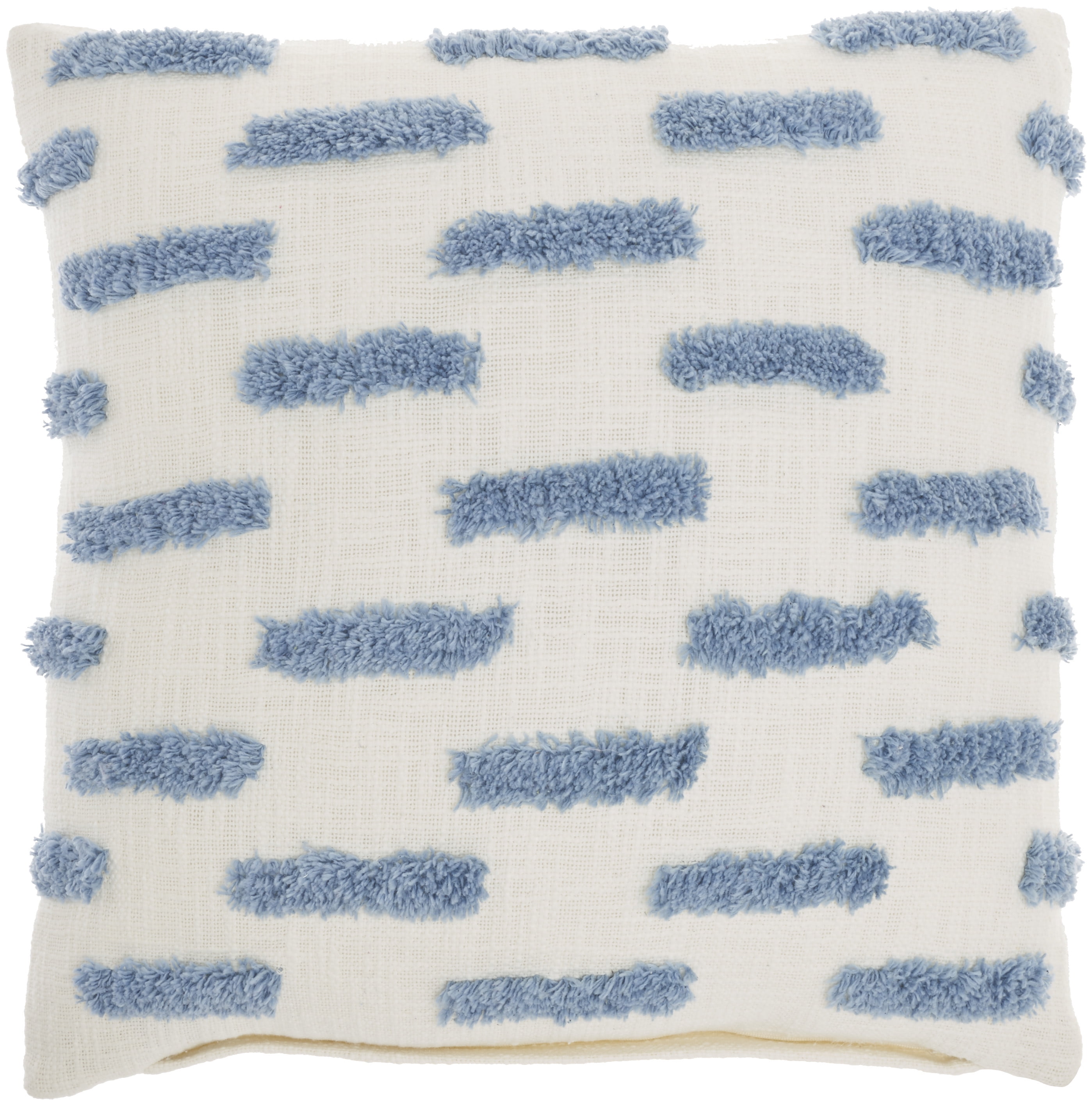 Ocean Blue Cotton Tufted Geometric 18" Throw Pillow