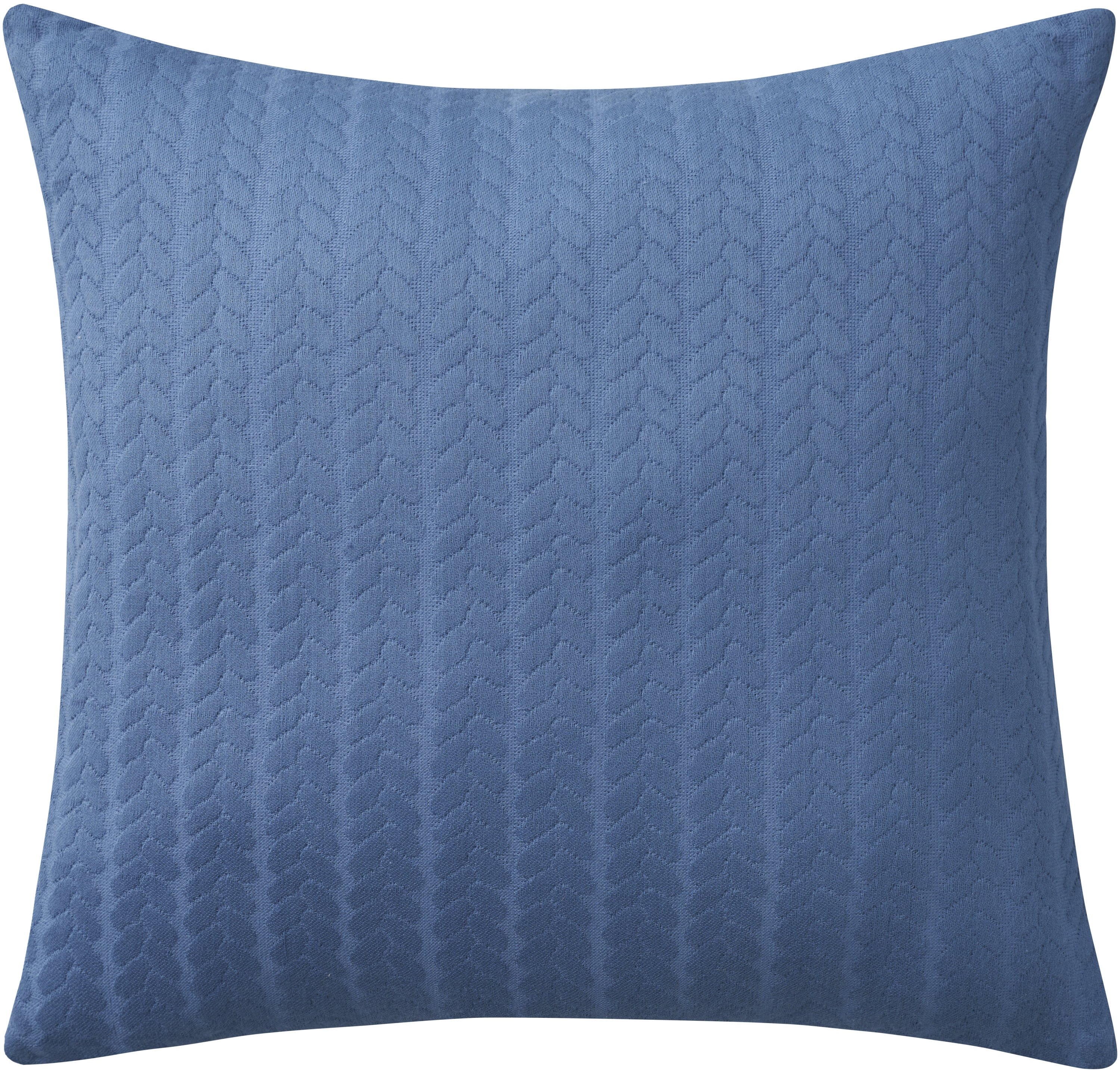 Blue Cotton Textured 18" Square Reversible Pillow Cover