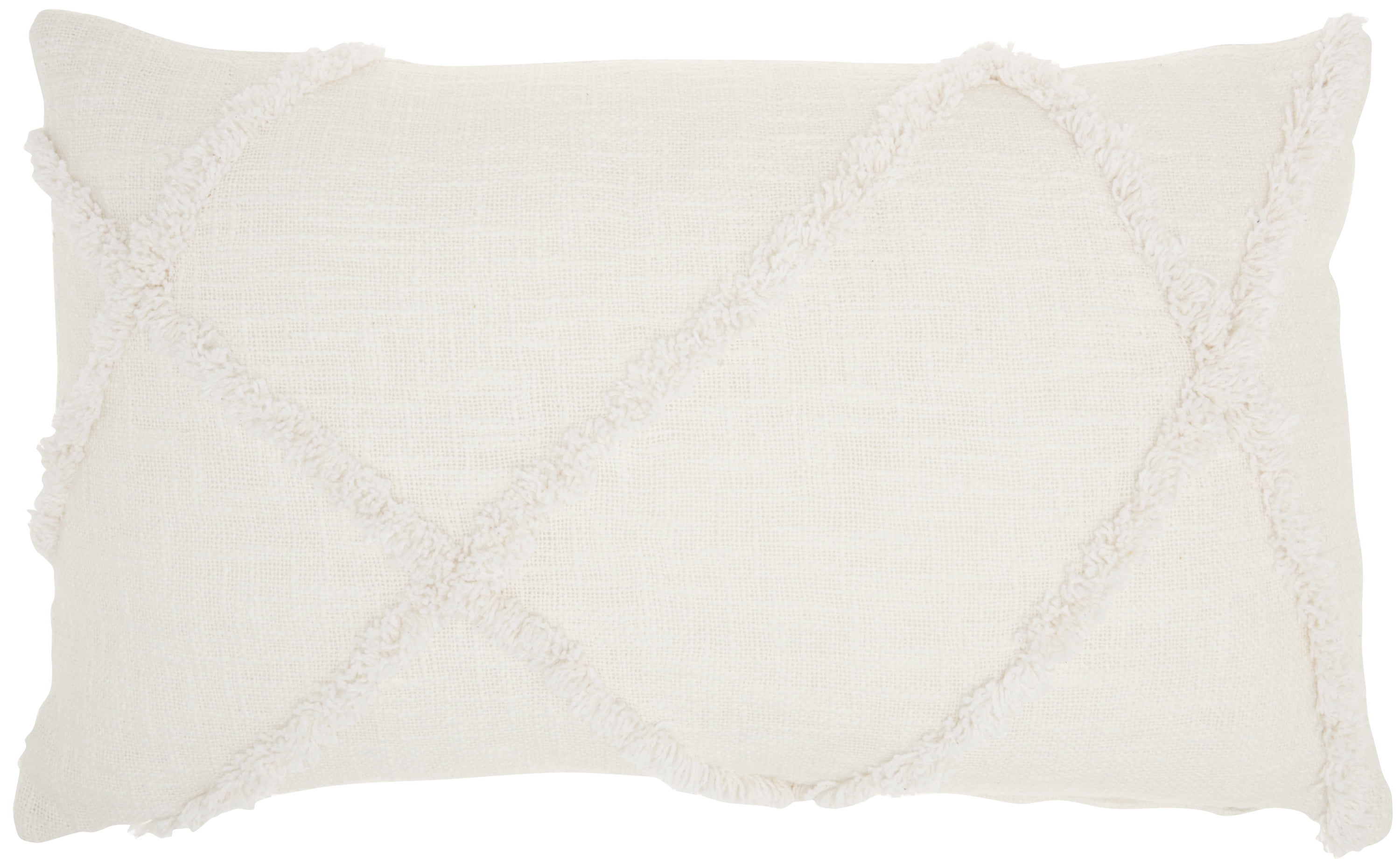 White Rectangular Embroidered Cotton Throw Pillow 14" x 24"