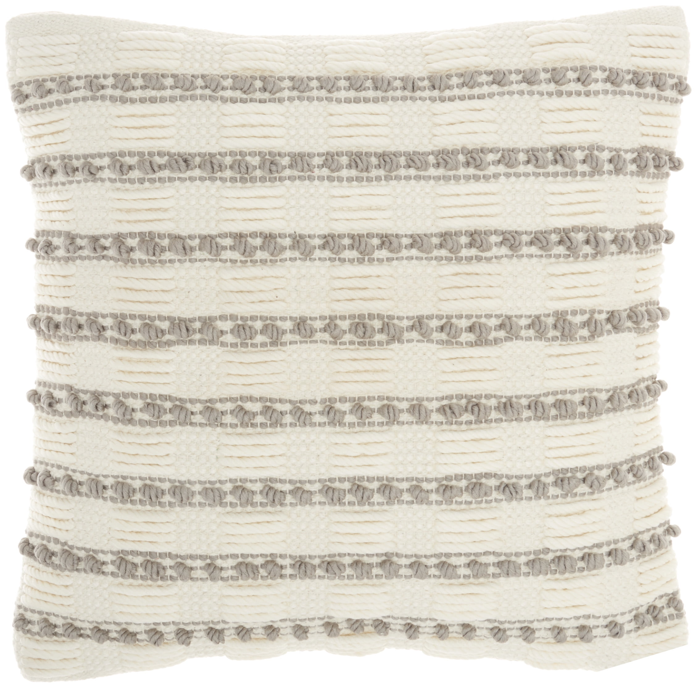 Light Grey Woven Lines and Dots 18" Square Throw Pillow