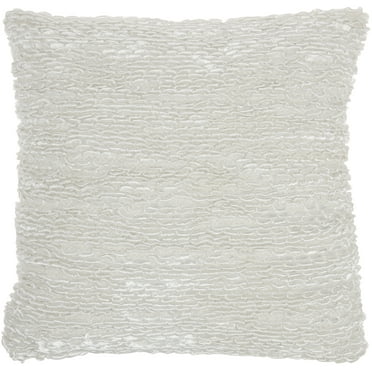 Nourison Life Styles Woven Ribbon Loops White Decorative Throw Pillow , 20"X20"