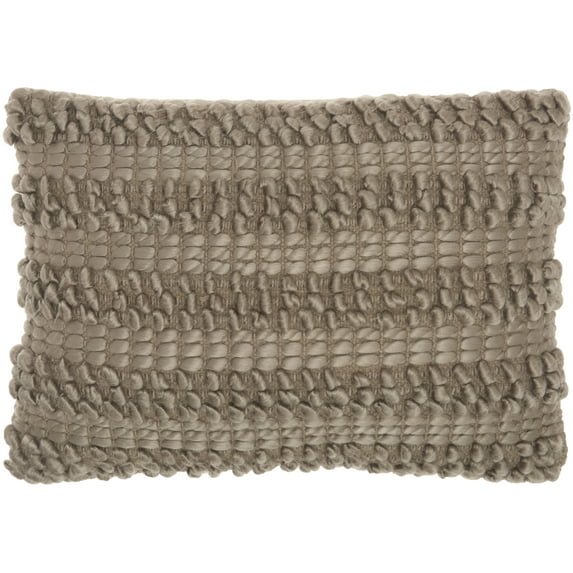Nourison Life Styles Woven Stripes Silver Grey Decorative Throw Pillow , 14"X20"
