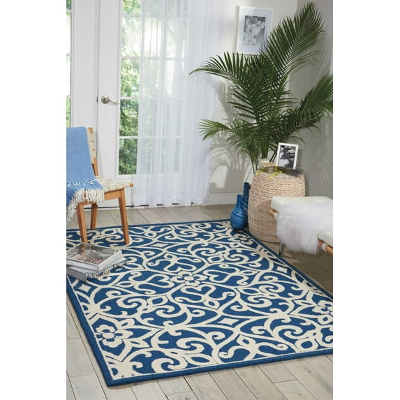 Nourison Linear Navy/Ivory Area Rug