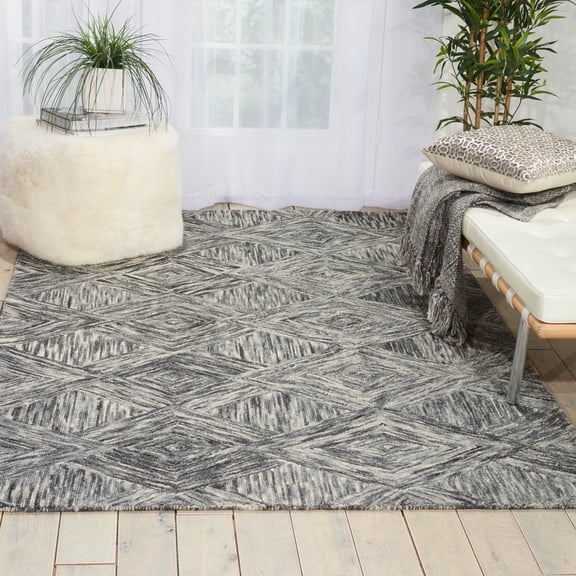 Nourison Linked 3'9" x 5'9" Charcoal Modern Indoor Rug