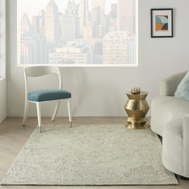 Nourison Linked Bohemian Rustic Blue/Ivory 3'9" x 5'9" Area Rug, (4' x 6')