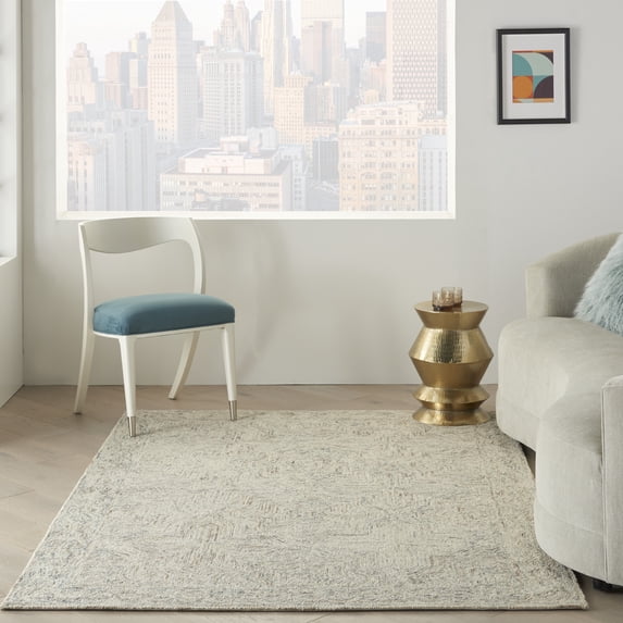 Nourison Linked Bohemian Rustic Blue/Ivory 5' x 7'6" Area Rug, (5' x 8')