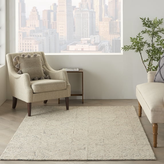 Nourison Linked Distressed Bohemian Ivory/Multi 5' x 7'6" Area Rug, (5' x 8')