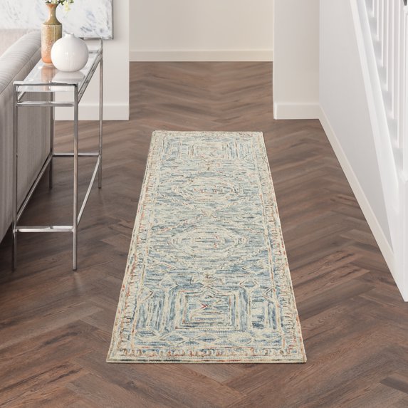 Nourison Linked Rustic Bohemian Blue/Multi 2'3" x 7'6" Area Rug, (8' Runner)