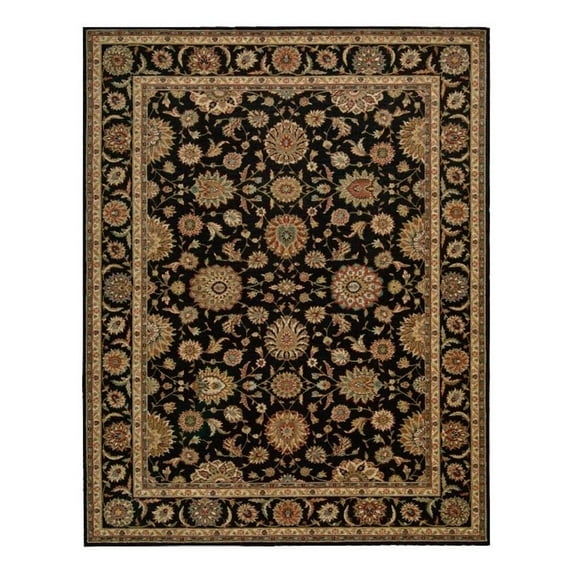 Nourison Living Treasures 90" x 114" Wool Indoor Rug in Black