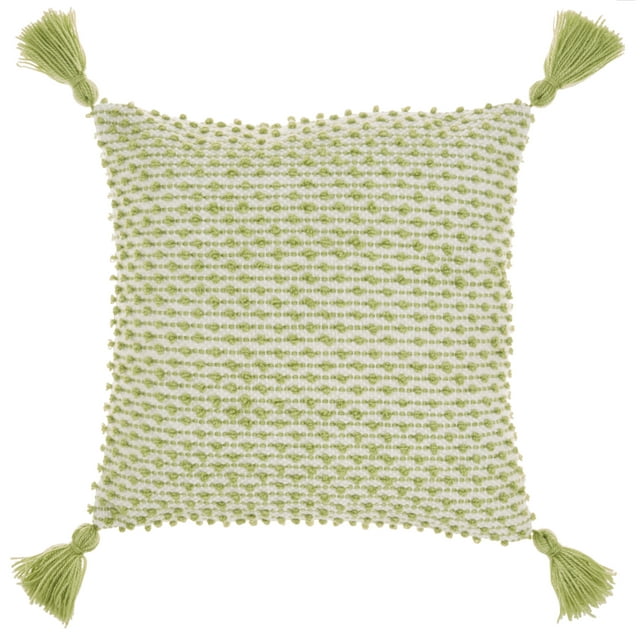 Nourison Loop Stripe Tassle Green 18" x 18" Indoor/Outdoor Throw Pillow