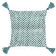 thumbnail image 1 of Nourison Loop Stripe Tassle Turquoise 18" x 18" Indoor/Outdoor Throw Pillow, 1 of 6