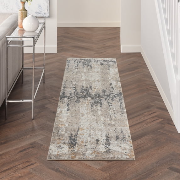 Nourison Ludlow Eclectic Cream Grey 2'2" x 7'6" Area Rug, (2x8)