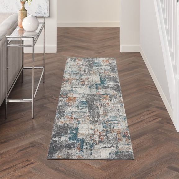 Nourison Ludlow Eclectic Grey/Multi 2'2" x 7'6" Area Rug, (2x8)