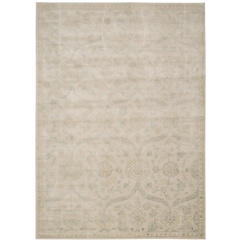 Elegant Vintage Affluence Green Rectangular Handmade Area Rug
