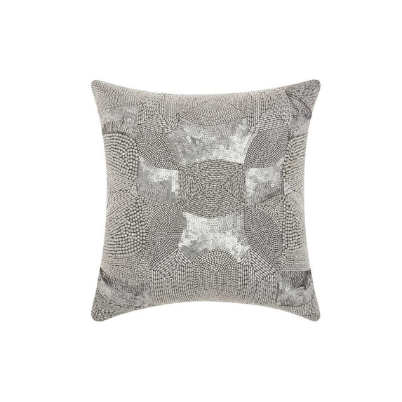 Nourison Luminecence Antique Beading Platinum Throw Pillow