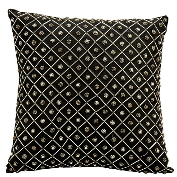 Nourison Luminecence Bridal Diamonds Black Throw Pillow