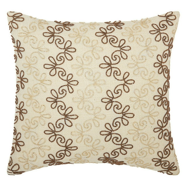 Nourison Luminecence Flower Stripes Decorative Throw Pillow, 16" x 16", Copper/Gold