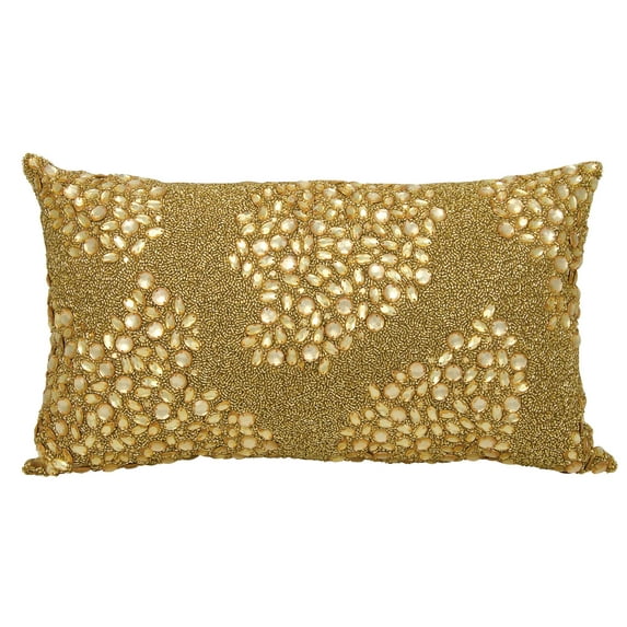 Nourison Luminecence Fully Beaded Light Gold Throw Pillow