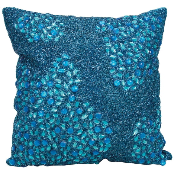 Nourison Luminecence Fully Beaded Turquoise Throw Pillow