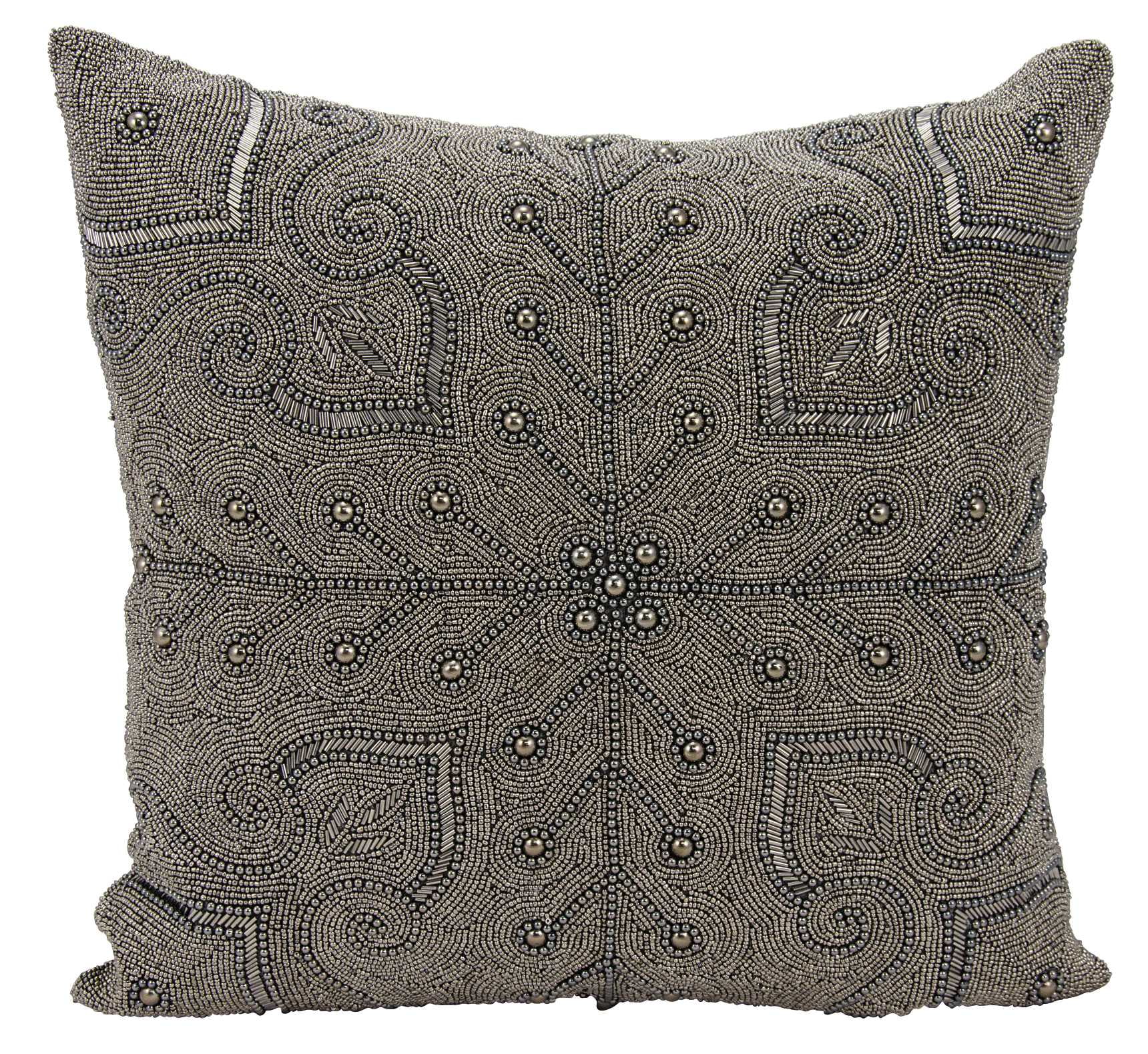 Nourison Luminecence Persian Scroll Pewter Throw Pillow