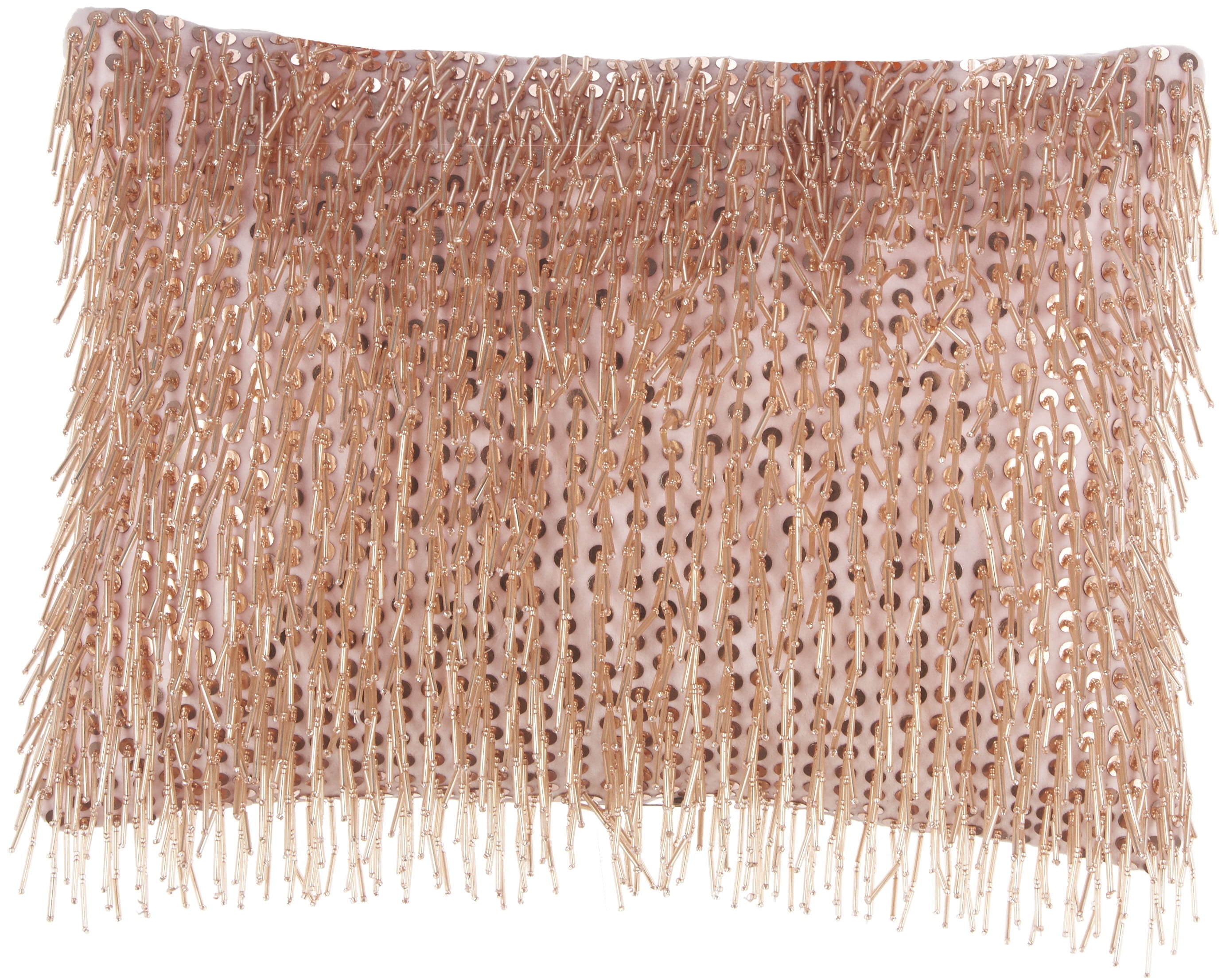 Blush Pink Beaded Tassels Lumbar Throw Pillow 10" x 14"