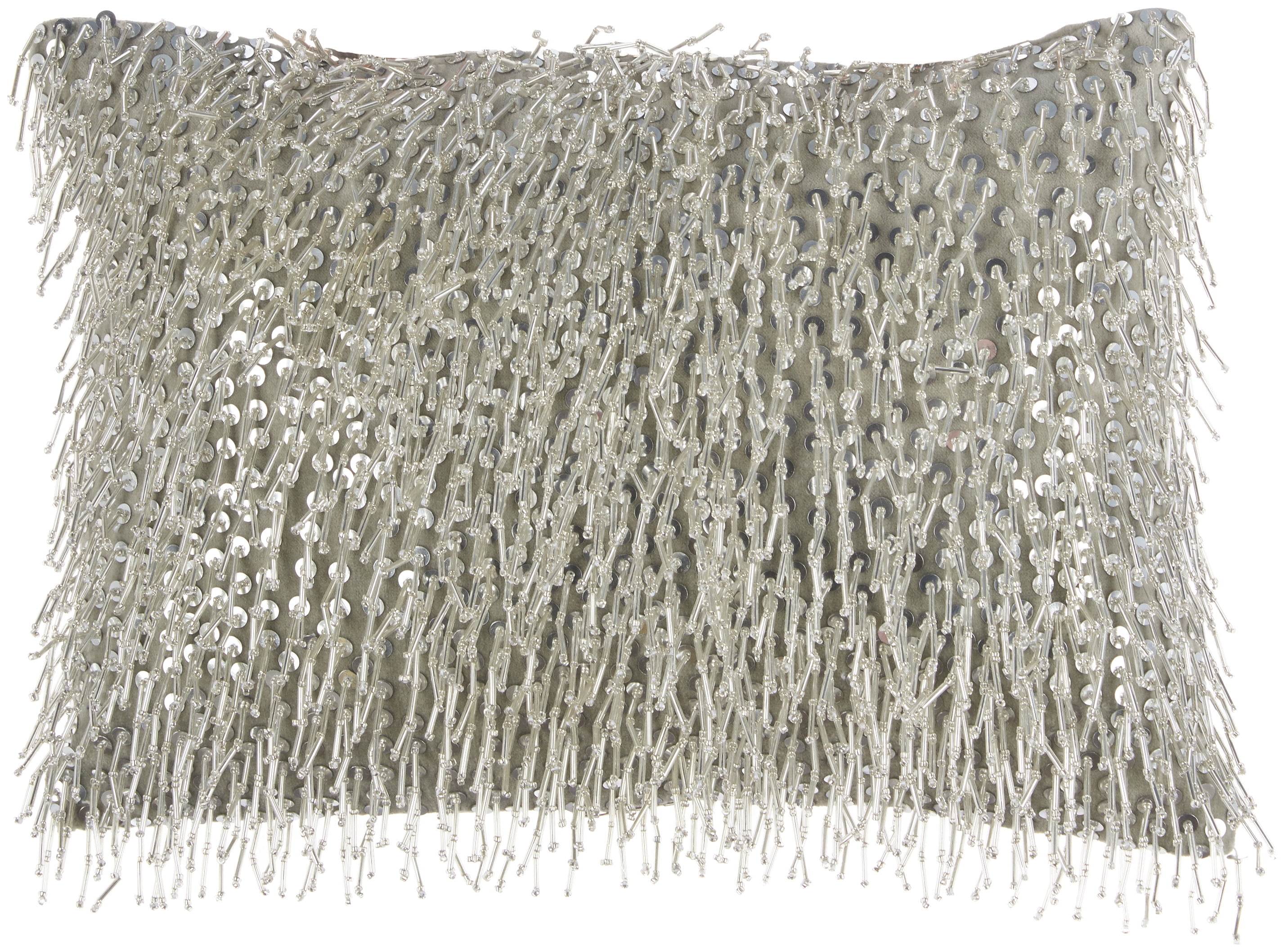 Silver Beaded Tassels 10" x 14" Lumbar Throw Pillow