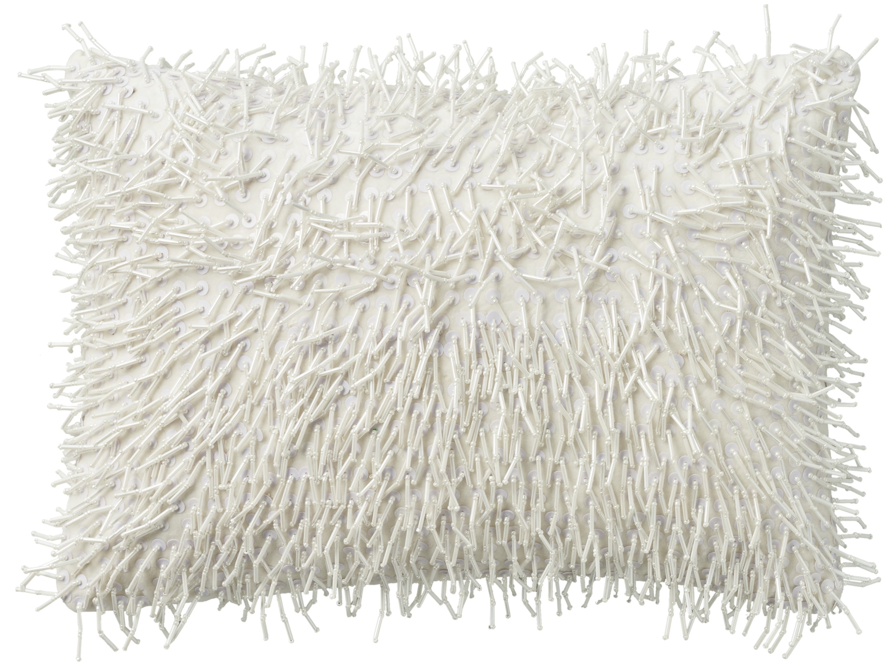 White Beaded Tassels 10" x 14" Lumbar Throw Pillow